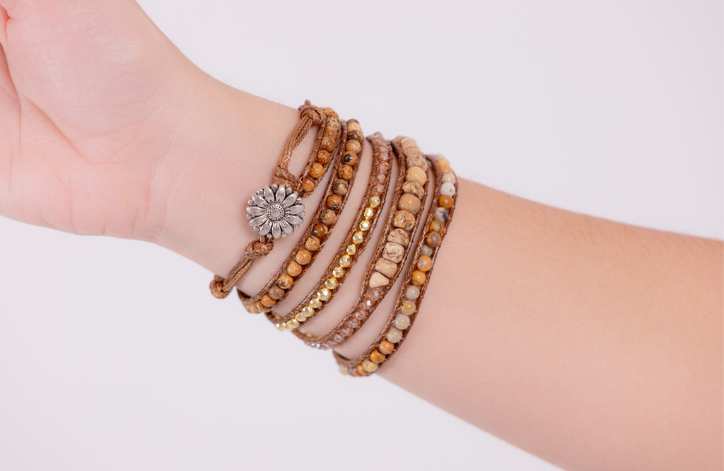 Long Strand Braclet - Wood Stone